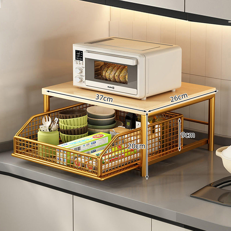 Modern Kitchen Microwave Shelf – Space-Saving Countertop Storage for Appliances, Elegant Design